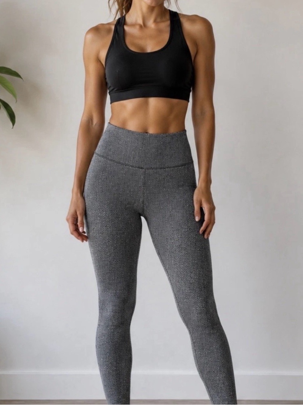 Athleta Delancey Herringbone Heathered Black & Gray High-Rise Leggings size XS